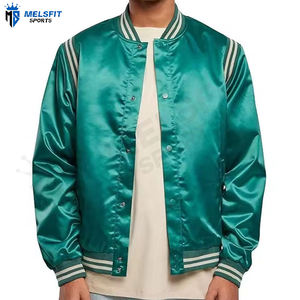 Veste bomber en satin sur mesure en gros avec col montant, broderie respirante, veste universitaire pour homme écologique pour l'hiver - Product Image 1