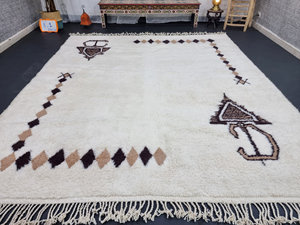 Top Quality Fabulous Bohemian Moroccan Made To Order Rug Berber Unique <b>White</b> And Brown Handmade Abstract <b>Wool</b> Area Rug - Product Image 4