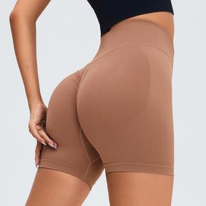 Pantalones cortos deportivos de Yoga para gimnasio sin costuras para mujer, Bermudas de cintura alta para levantar glúteos, para Fitness, estilo informal, colección de verano - Product Image 2