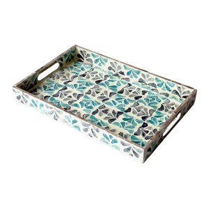 Plateau de service en nacre avec vaisselle au design classique, plateau rectangulaire décoratif pour décor Eid Mubarak - Product Image 4