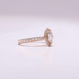 Anillo de Diamante Cultivado en Laboratorio con Corte Marquesa, Halo de 4 Puntas, Simulación de Diamante, para Propuesta de Matrimonio, Personalizable, con Detalles Solitarios - Product Image 2