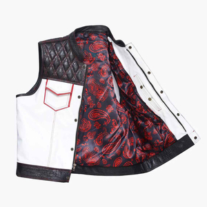 เสื้อกั๊กสำหรับนักขี่มอเตอร์ไซค์ขนแกะหนังแท้ระบายอากาศได้ดีสำหรับฤดูหนาวผ้าควิลท์ติดเพชรสองชั้น - Product Image 5