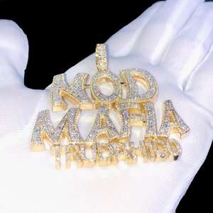 Pendentif personnalisé en argent sterling 925 plaqué or et rhodium avec moissanite, style hip-hop glacé, cadeau unisexe - Product Image 6