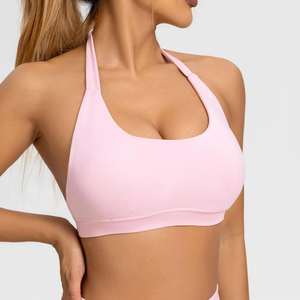 Vêtements de sport pour femmes en gros, haut de soutien, léger, doux, côtelé, respirant, séchage rapide, simple, col en U, entraînement, course à pied, fitness - Product Image 5