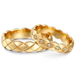 Jeulia Eternal Promise Geometric Sterling Silver Couple Rings Rose Gold Plated - Product Image 1