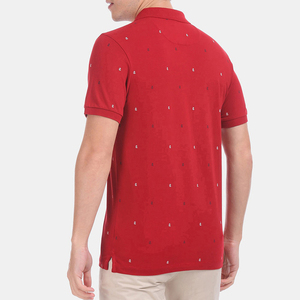 Camiseta Polo Roja de Manga Corta para Hombre con Patrón de Puntos Bordados, 100% Algodón, Ropa Casual Transpirable, Corte Regular - Product Image 3