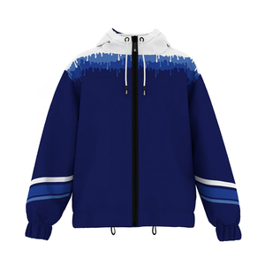 Bleu imperméable mode coupe-vent veste pour hommes femmes nouvelle impression hiver à capuche Blouson fermeture éclair veste extérieure pour la saison de printemps - Product Image 1