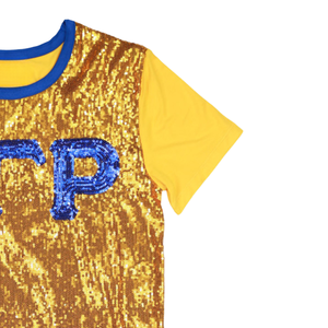 100 algodón Sigma Gamma Rho Sorority Gold Sequin Tee azul bordado letras griegas Greek Life Apparel mujer Casual SGRho camiseta - Product Image 4