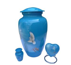 Ensemble de 3 urnes funéraires en aluminium pour adultes, pour cendres, bleu ciel, nouveau design, urnes funéraires en métal, urnes en laiton bon marché - Product Image 2