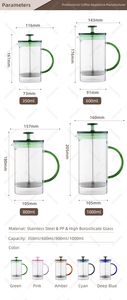 <span class=keywords><strong>Cafetera</strong></span> Francesa de Vidrio Borosilicato de 350 ml con Filtro de <span class=keywords><strong>Acero</strong></span> <span class=keywords><strong>Inoxidable</strong></span> de <span class=keywords><strong>3</strong></span> Capas, Venta al por Mayor - Product Image 3