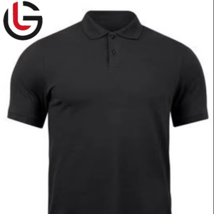 100% tela de LICRA de algodón orgánico para hombres para Polos, camiseta de Golf con estampado liso informal de talla grande, moda de negocios negra - Product Image 1