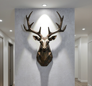 تمثال رأس غزال ذهبي من البرونز بتقنية الصب، منحوتة بتصميم ملائكي للديكور الجداري، قطعة فنية للجمع وهدية للعطلات - Product Image 6