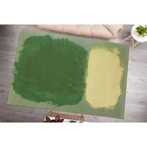 Tapis imprimé abstrait moderne vert, design 3D cool pour chambre, couloir, entrée, avec tapis moelleux à poils longs - Product Image 3