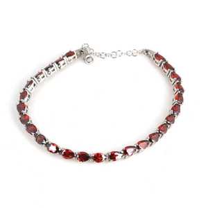 925 Sterling Silver Small Teardrop <b>Ruby</b> Stone Waterway Charm <b>Bracelet</b> - Product Image 3