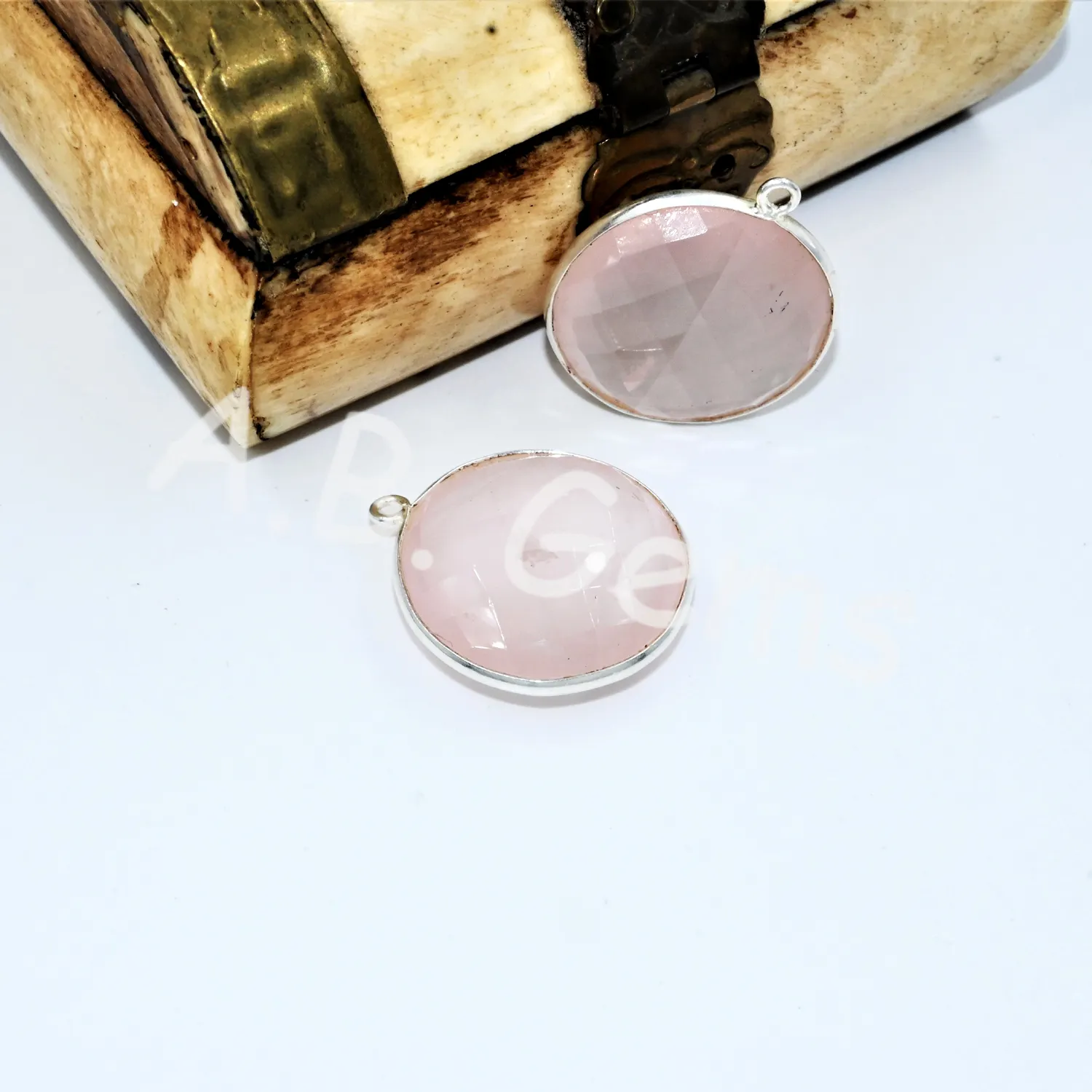 Wholesale Rose Quartz Briolette Pendant 20 mm 925 Sterling Silver Charm For Jewelry Gemstone Handmade Rose Quartz Bezel 2 Pc