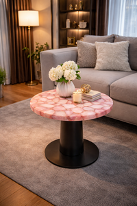 Mesa de Noche de Resina Epoxi y Ágata Rosa Ecológica de Lujo, Hecha a Mano por Diseñadores, para Decoración Moderna del Hogar, Regalo de Diwali/Bautizo - Product Image 5