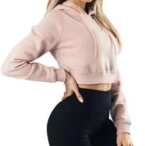 Mode haute qualité undefined Crop Top pantalons de survêtement à manches longues et ensemble de sweat à capuche Gym à capuche pour les femmes - Product Image 6