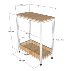 Natural Solid Wood <b>Computer</b> <b>Table</b> with Iron Frame Simple Design Laptop/Printer Stand with Drawer KCPU68015 - Product Image 3