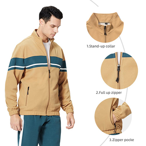 Survêtements décontractés pour hommes les plus vendus – Col à capuche zippé, manches longues, cordon de serrage, taille élastique, séchage rapide, anti-UV, couleur unie - Product Image 2