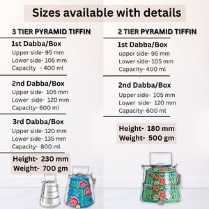 Design personnalisé imprimé à 2 étages en forme de pyramide en acier inoxydable Clip Tiffin Grande boîte à lunch-collation Conteneur alimentaire hermétique étanche - Product Image 4