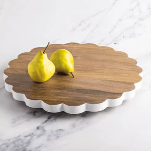 Bandeja Redonda de Madera, Plato de Servir Moderno, Bandeja de Exhibición de Madera, Bandejas de Almacenamiento - Product Image 1