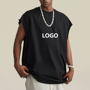 Customized Streetwear Men's Baggy <b>Oversized</b> Sleeveless T Shirts <b>vest</b> Heavy Weight 100% Cotton Sports Gym <b>Vest</b> Man Boxy Tank <b>Top</b> - Product Image 1
