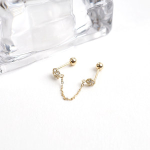 Orecchini da donna alla moda in oro 14k Fine orecchini da festa a catena semicerchio zircone cubico Piercing gioielli regali all'ingrosso K-gioielli - Product Image 3
