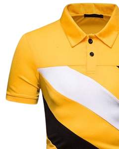 Camiseta Polo Personalizada para Hombre, Color Amarillo, Negro y Blanco, Bloques de Color, Manga Corta, para Golf y Deportes, Transpirable, de Secado Rápido, Informal, OEM - Product Image 3