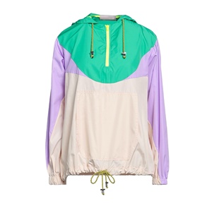 เสื้อแจ็คเก็ตกันลมผู้หญิง แบบสั่งทำ โพลีเอสเตอร์ สตรีทแวร์ ซิปครึ่งตัว ระบายอากาศได้ดี สีสันตัดกัน ไนลอน มีฮู้ด - Product Image 1