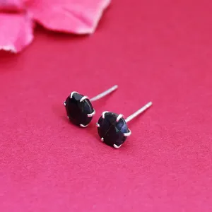 Round Sapphire Stud Earrings 925 <b>Silver</b> Claw Setting Classic Women's Everyday Wear Jewelry - Product Image 2