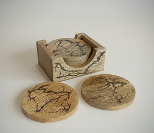 Ensemble de dessous-de-verre en bois fait main de qualité supérieure avec support |   Sous-verres en bois naturel |   Sous-verres en bois personnalisés avec logo pour bar, hôtel, cadeau - Product Image 3