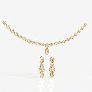 Round & Marquise Moissanite Diamond Wedding Fine Jewelry Set Sterling Silver <b>Necklace</b> - Product Image 2