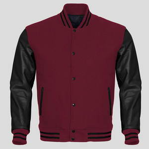 Veste universitaire à la mode avec broderie personnalisée tissu de laine manches en cuir CollegeBaseballjacket pour hommes DDP Shipping - Product Image 1