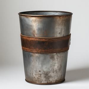 Maceta de cuero galvanizado vintage con bordes pulidos Artesanal hecho a mano que ofrece elegancia decorativa para interiores verdes - Product Image 5