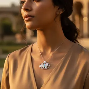 Pendentif papillon en argent 925 avec pierre précieuse en nacre, perle de charme plaquée rhodium pour femmes, bijoux en platine, pierre principale en jade - Product Image 1