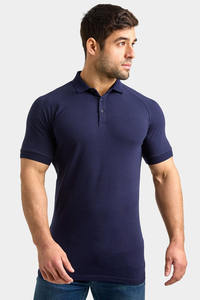 Polo Vintage azul de gran tamaño para hombre, colección de verano de manga corta Originc, venta al por mayor, camisetas orgánicas ajustadas para gimnasio - Product Image 3