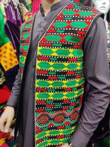 Chaleco Tradicional Masculino Hecho a Mano, Estilo Étnico Cultural Pashtun Afgano, Chaleco sin Mangas, Bordado Vintage, para Bodas, Invierno, 100% - Product Image 2