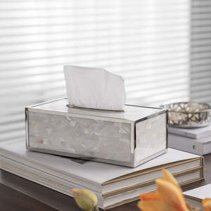 Lujosa caja de pañuelos con incrustaciones de nácar rectangular plegable - Product Image 3