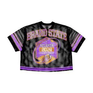 Venta al por mayor logotipo personalizado impreso verano Pantalones cortos de manga de gran tamaño transpirable de punto de moda camisetas de béisbol de diseño personalizado - Product Image 4
