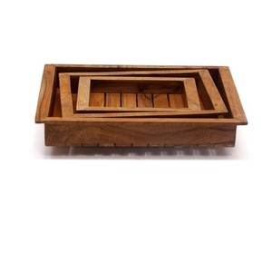 Plateau de service en bois pour la restauration, vaisselle, plat de service, finition noyer, pour la maison, l'hôtel, le restaurant, plateau de mariage, vente chaude - Product Image 5