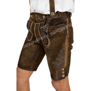 Tirantes cortos de invierno de cuero nobuk de piel de vaca para hombre, botones bordados Vintage, cierre frontal no tejido - Product Image 3