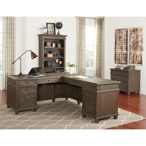 L-Shaped <b>Solid</b> <b>Wood</b> Executive <b>Desk</b> Larissa DESK2-0023 for Computer Workstations - Product Image 1