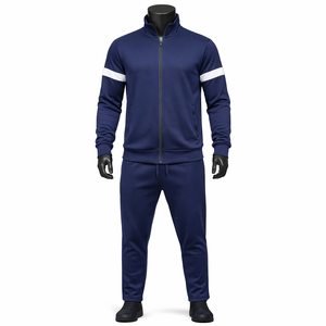 Ensemble de survêtement sportif personnalisé pour homme : veste zippée et pantalon de jogging en coton et polyester – OEM/ODM – Idéal pour la gym, l'entraînement et les loisirs - Product Image 1