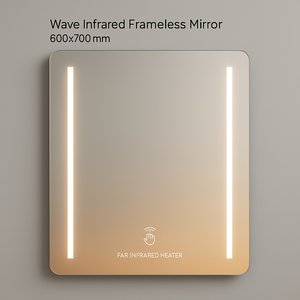 Modern Stylish Wave Sensor Heated <b>Mirror</b> Solar/Electric Infrared Panel Bathroom Living Room Salon Use - Product Image 1