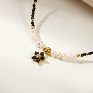 Collar de perlas de agua dulce naturales, collar con colgante minimalista, perla de agua dulce redonda blanca - Product Image 4