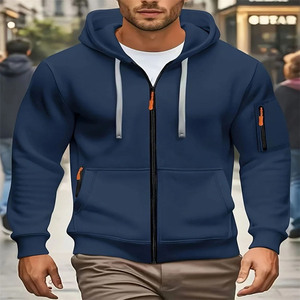 Ventes en gros de sweats à capuche en coton 100% avec fermeture éclair intégrale, logo personnalisé, haute qualité, 300 g/m², impression personnalisée en couleur, sweat à capuche zippé en tissu éponge lavé - Product Image 4