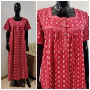 Maxi vestido de noche largo de algodón para mujer con flores, camisón de salón suave y cómodo para el hogar, disponible a precio de lote India - Product Image 1
