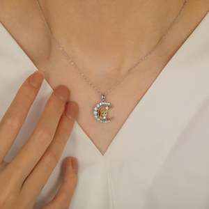 Collier personnalisé Jeulia Luna Astra Moon Star avec pierre de naissance pour chat - Charme en zircon plaqué or - Product Image 5