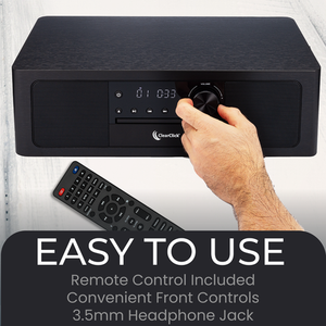 <b>Stereo</b> Shelf <b>System</b> CD Player, Bluetooth, FM Radio, USB Playback, Aux in, Optical in, Alarm Clock, & Remote Control - Product Image 6