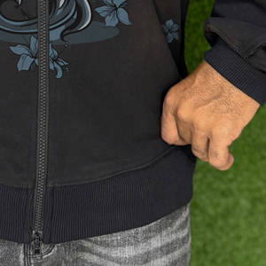 High Quality <b>Men</b> <b>Thick</b> Zipper <b>Hoodies</b> Cotton French Terry Oversized Regular Fit Winter Embroidered Zip Custom Drop Shoulder - Product Image 3